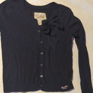 Hollister Navy Bow-Accent Button Cardigan